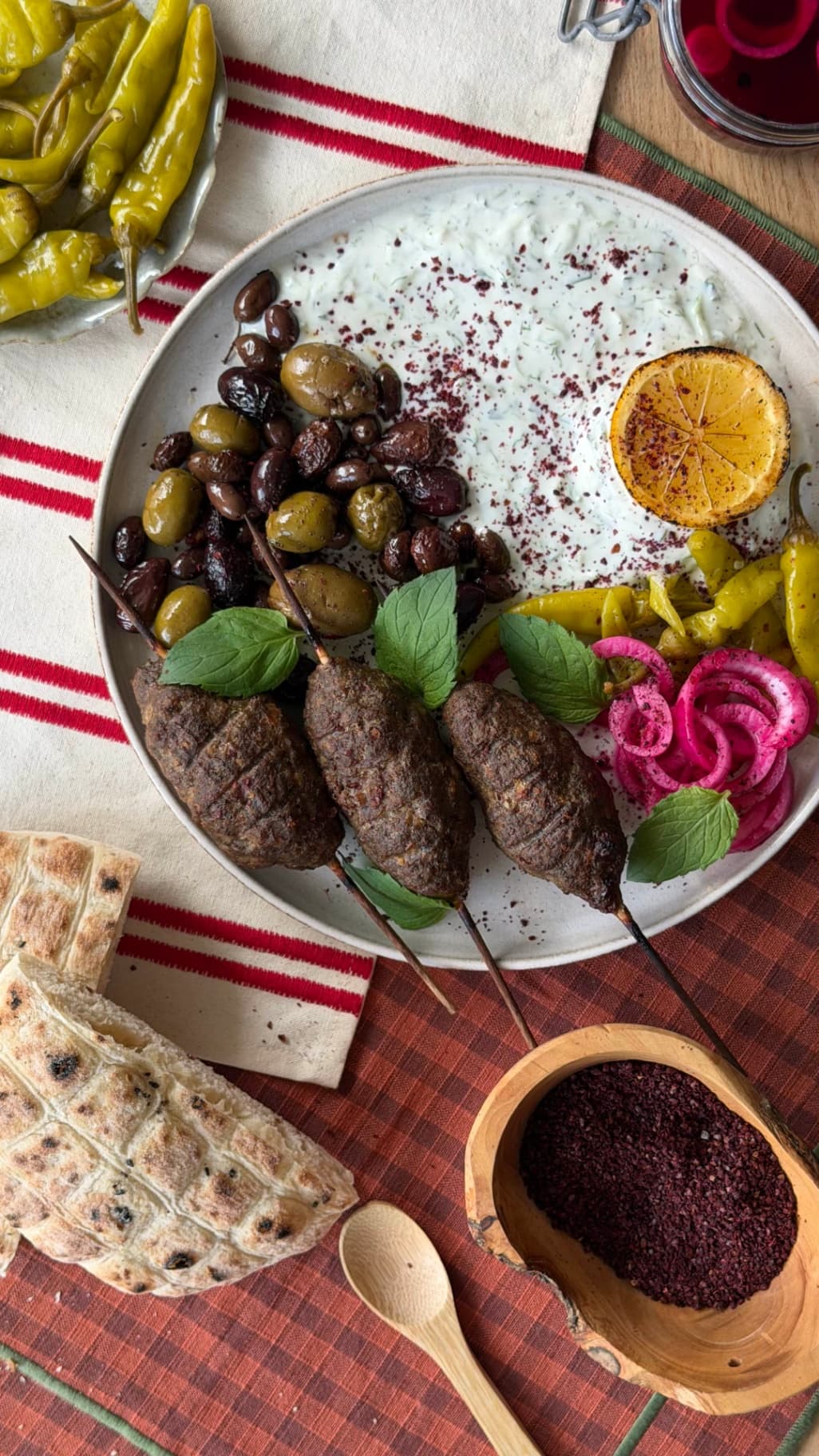 Greek-Style Kofta with Tzatziki and Roasted Olives - Image 1